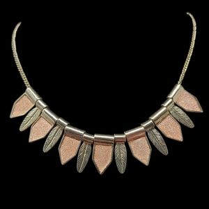 ETC! FEATHERS AND GLITTERING ROSE GOLD 17 1/2" NECKLACE